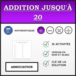 Exercice d'association: Addition jusqu'à 20