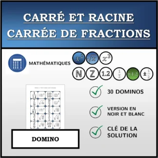 Domino: Carré et racine carrée de fractions