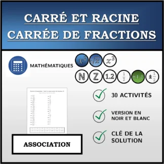 Exercice d'association: Carré et racine carrée de fractions