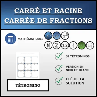 Tétromino: Carré et racine carrée de fractions