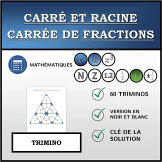 Trimino: Carré et racine carrée de fractions
