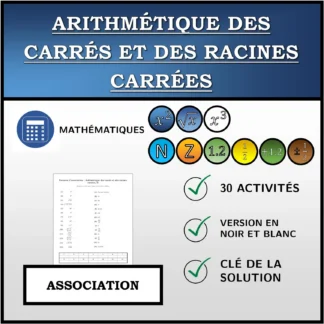 Exercice d'association: Arithmétique des carrés et des racines carrées