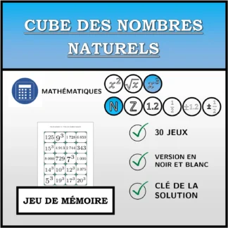Jeu de mémoire: Cube des nombres naturels