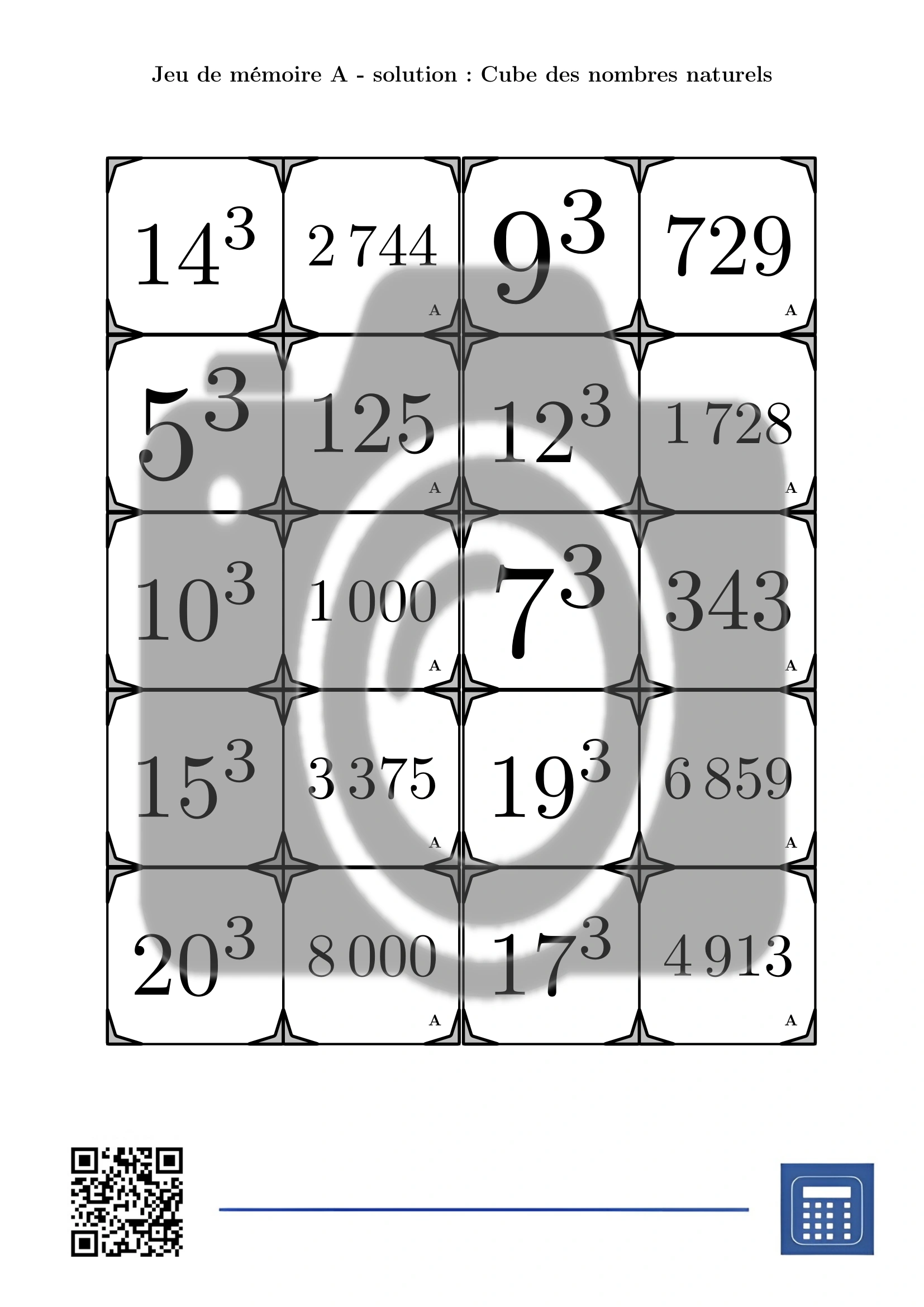 Jeu de mémoire: Cube des nombres naturels – Image 4