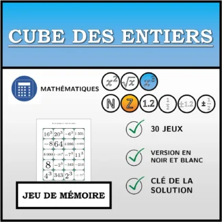 Jeu de mémoire: Cube des entiers