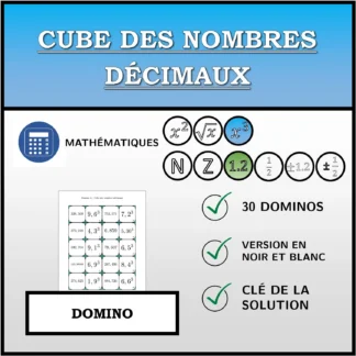 Domino: Cube des nombres décimaux