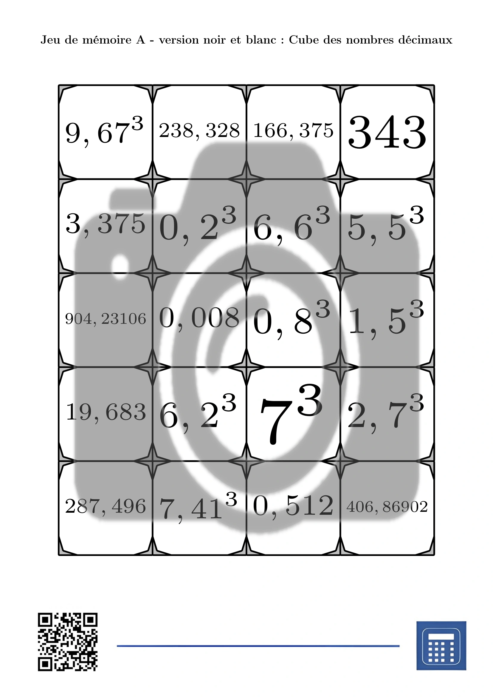 Jeu de mémoire: Cube des nombres décimaux – Image 3