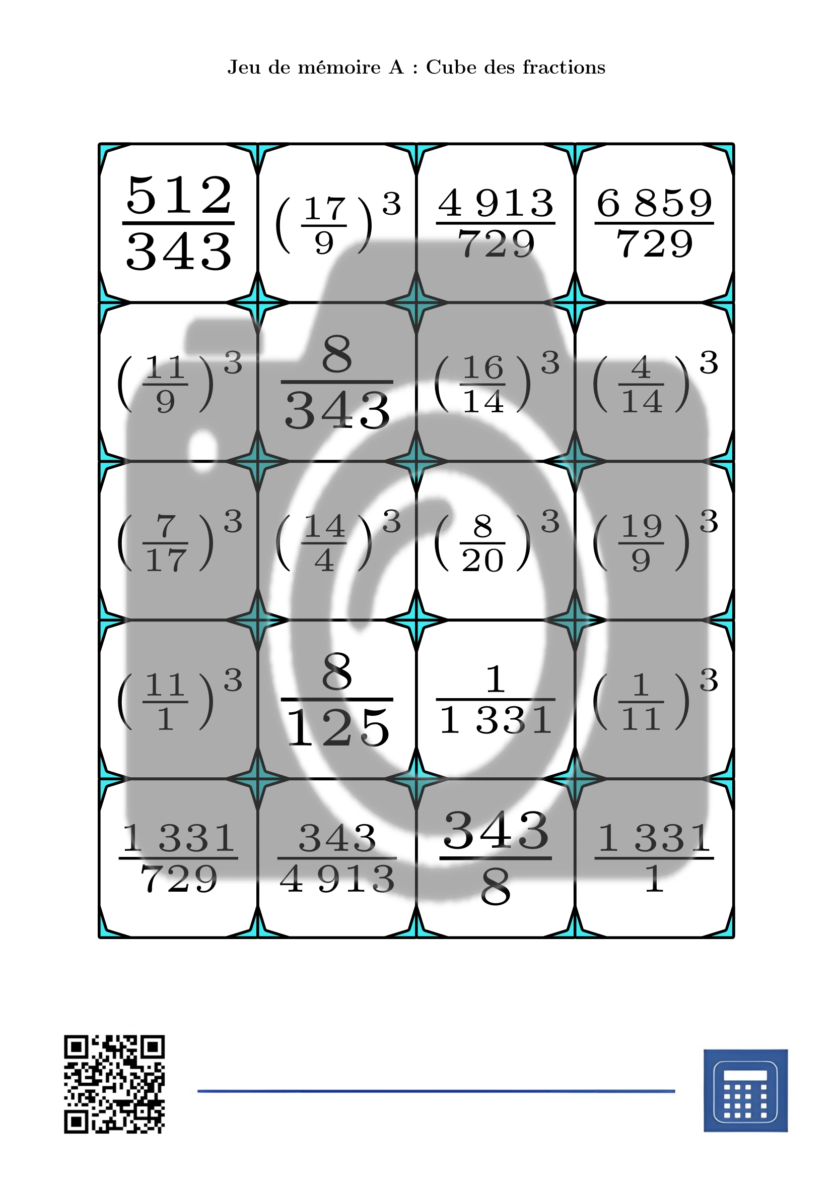 Jeu de mémoire: Cube des fractions – Image 2