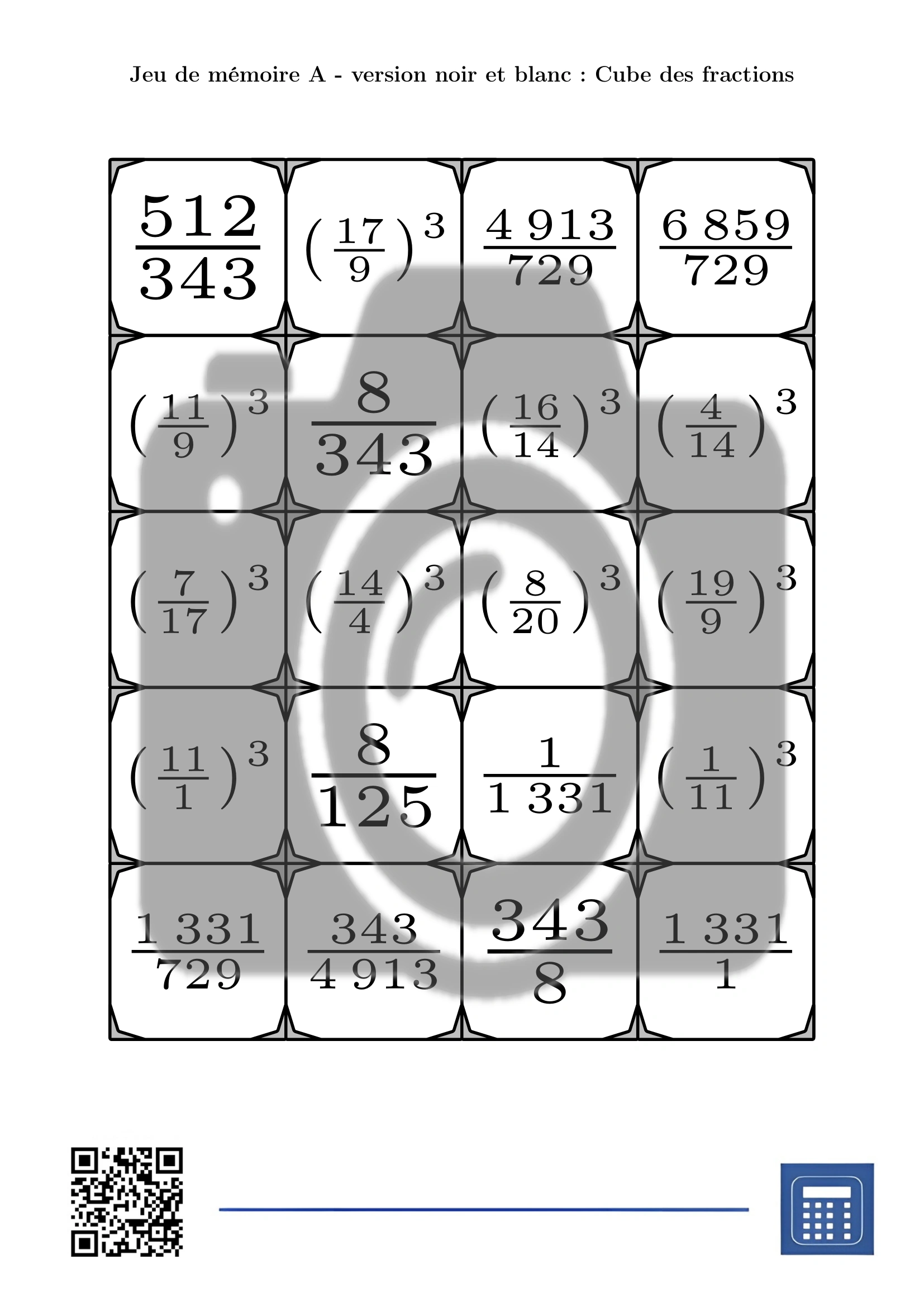 Jeu de mémoire: Cube des fractions – Image 3