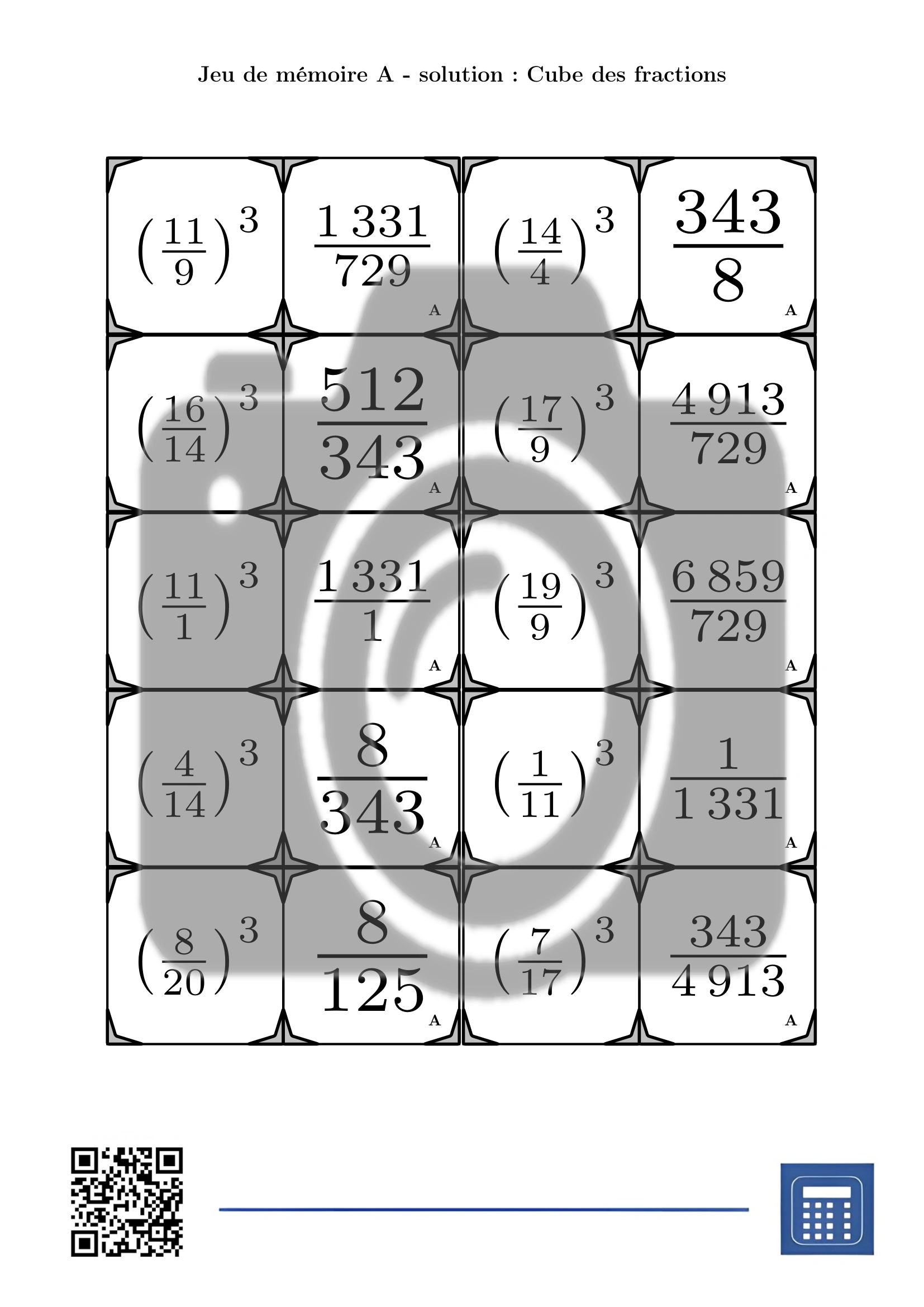 Jeu de mémoire: Cube des fractions – Image 4