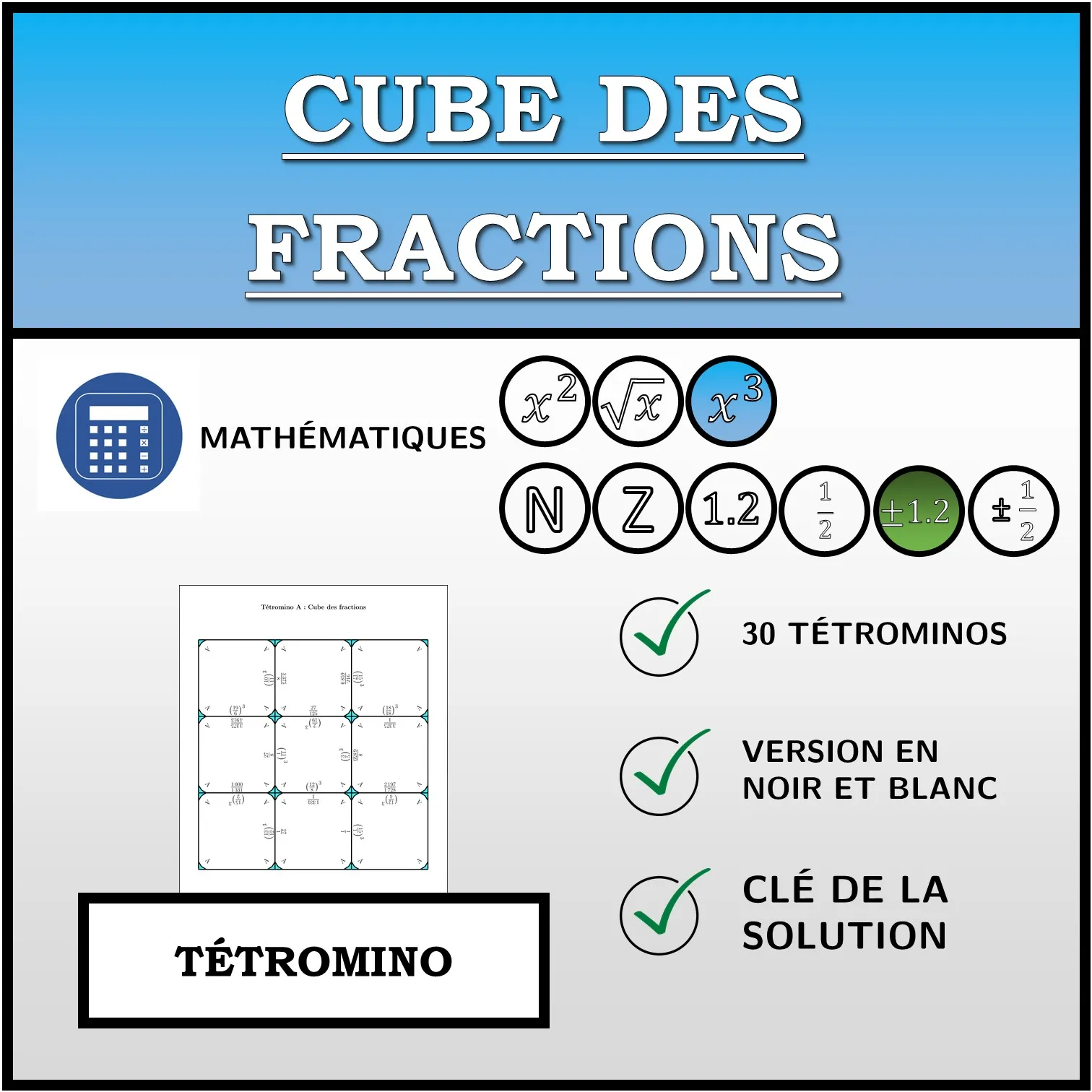 Tétromino: Cube des fractions