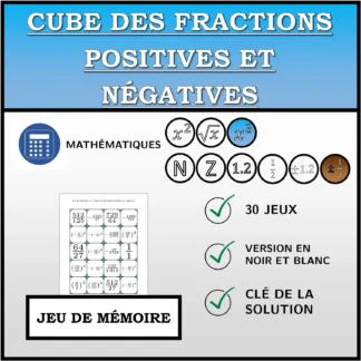 Jeu de mémoire: Cube des fractions positives et négatives