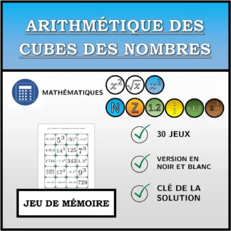Jeu de mémoire: Arithmétique des cubes des nombres