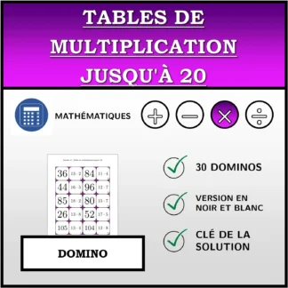 Domino: Tables de multiplication jusqu'à 20