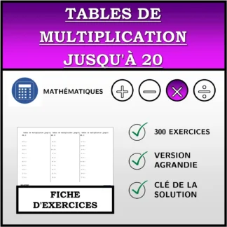 Fiche d'exercices: Tables de multiplication jusqu'à 20