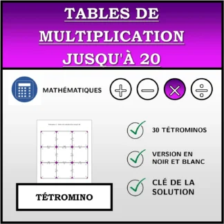 Tétromino: Tables de multiplication jusqu'à 20