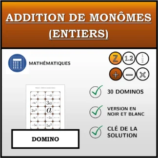Domino: Addition de monômes (entiers)