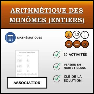 Exercice d'association: Arithmétique des monômes (entiers)