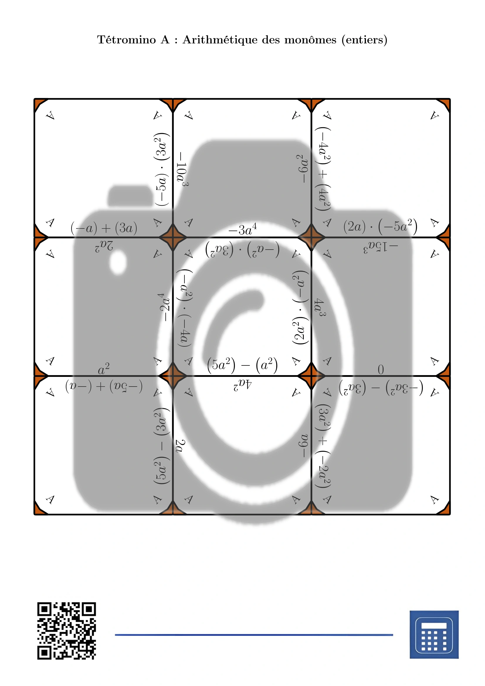 Tétromino: Arithmétique des monômes (entiers) – Image 2