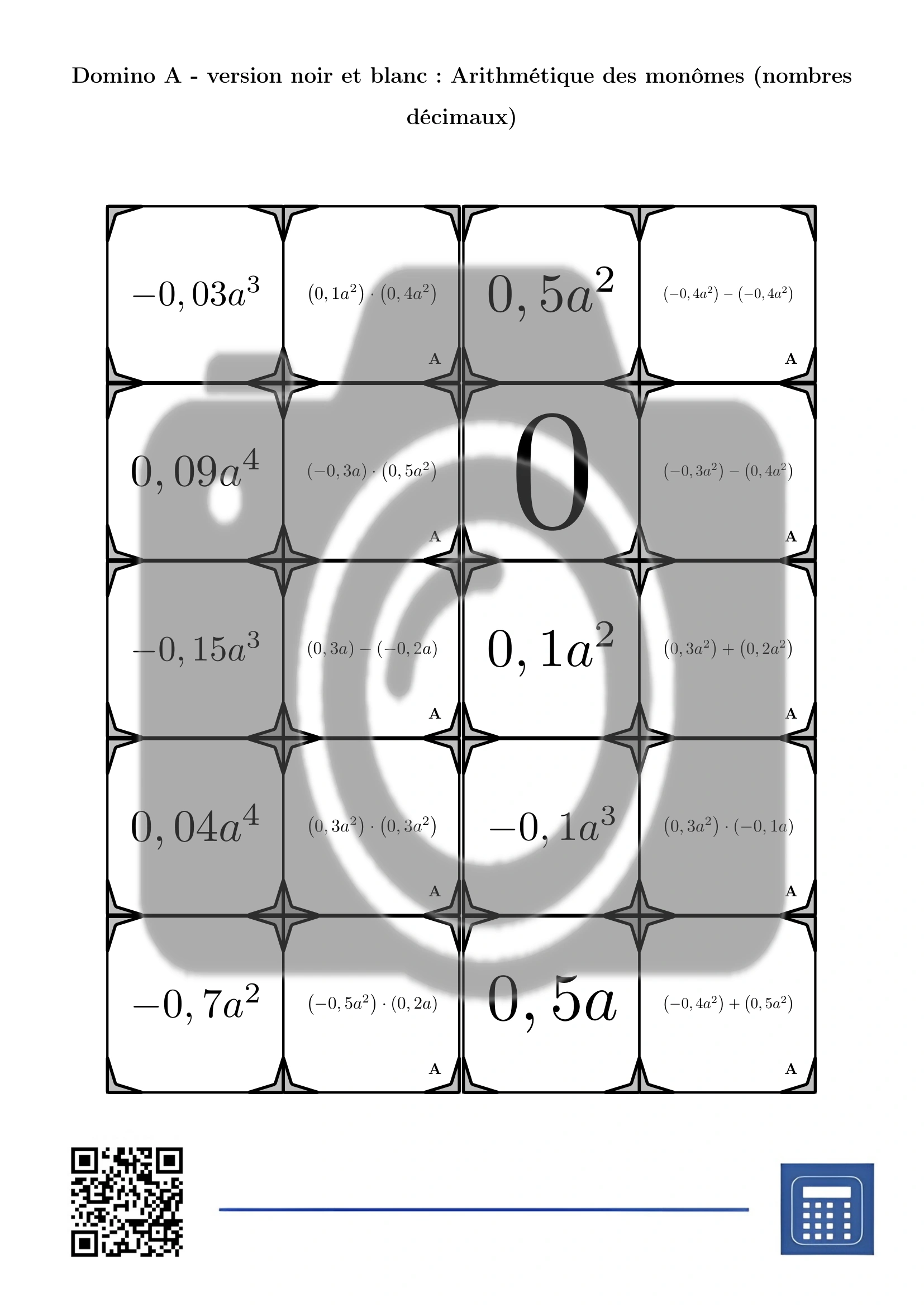 Domino: Arithmétique des monômes (nombres décimaux) – Image 3