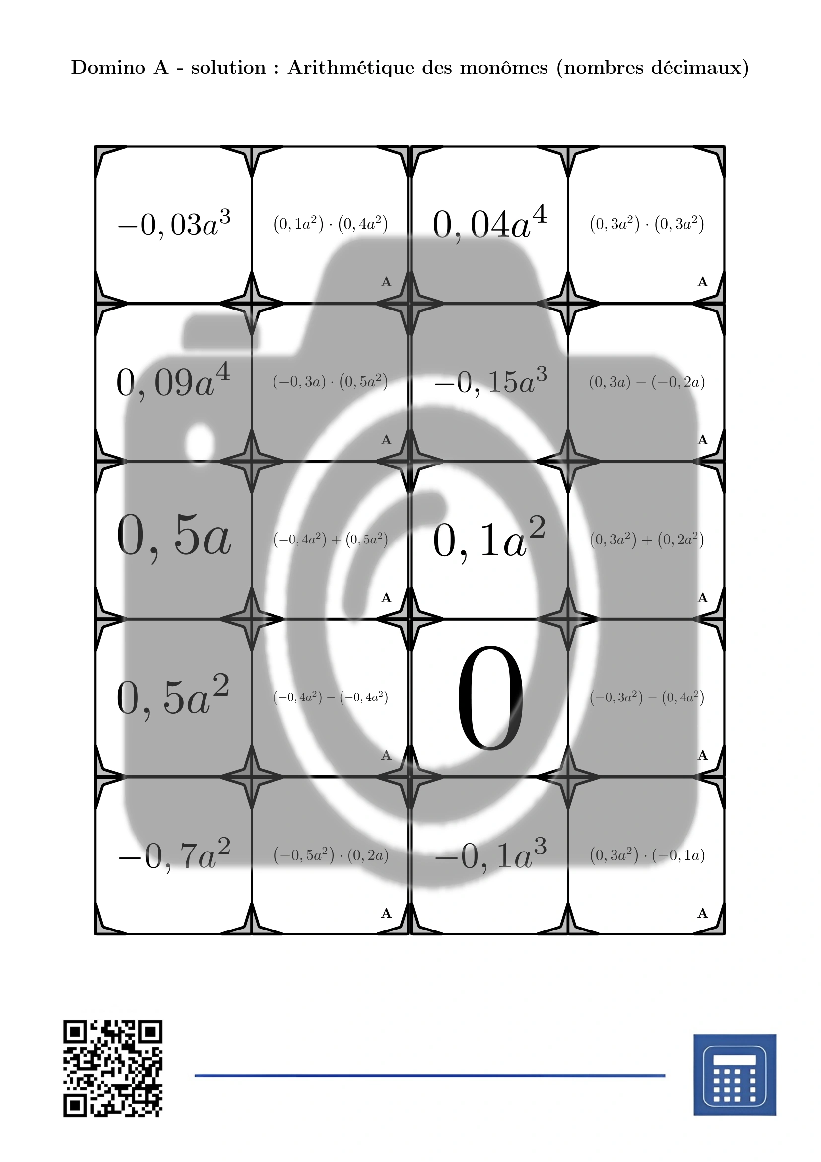 Domino: Arithmétique des monômes (nombres décimaux) – Image 4