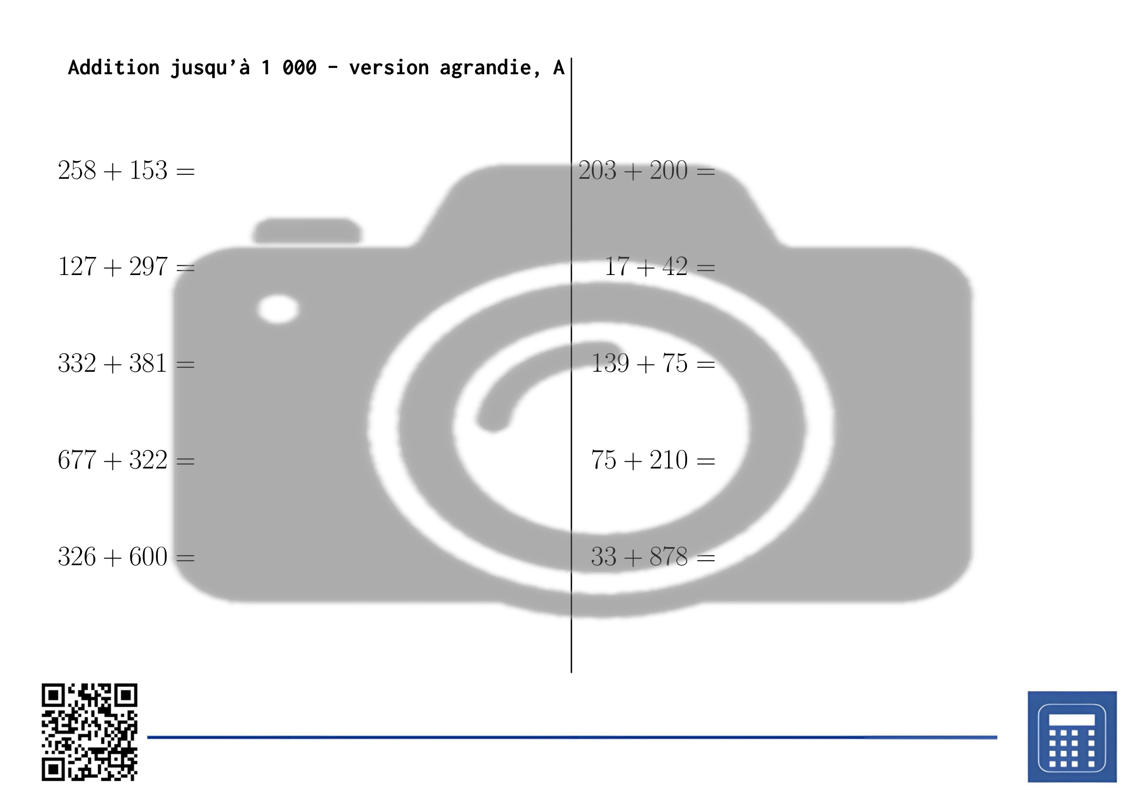 Fiche d'exercices: Addition jusqu'à 1 000 – Image 3