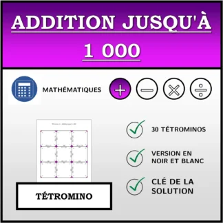 Tétromino: Addition jusqu'à 1 000