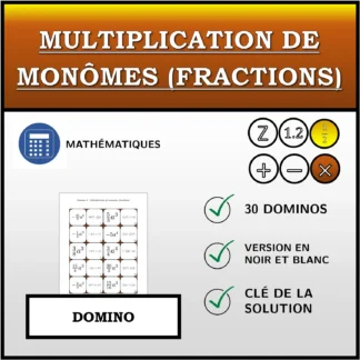 Domino: Multiplication de monômes (fractions)