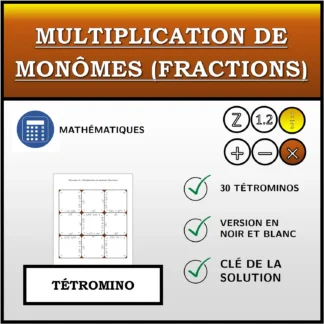 Tétromino: Multiplication de monômes (fractions)