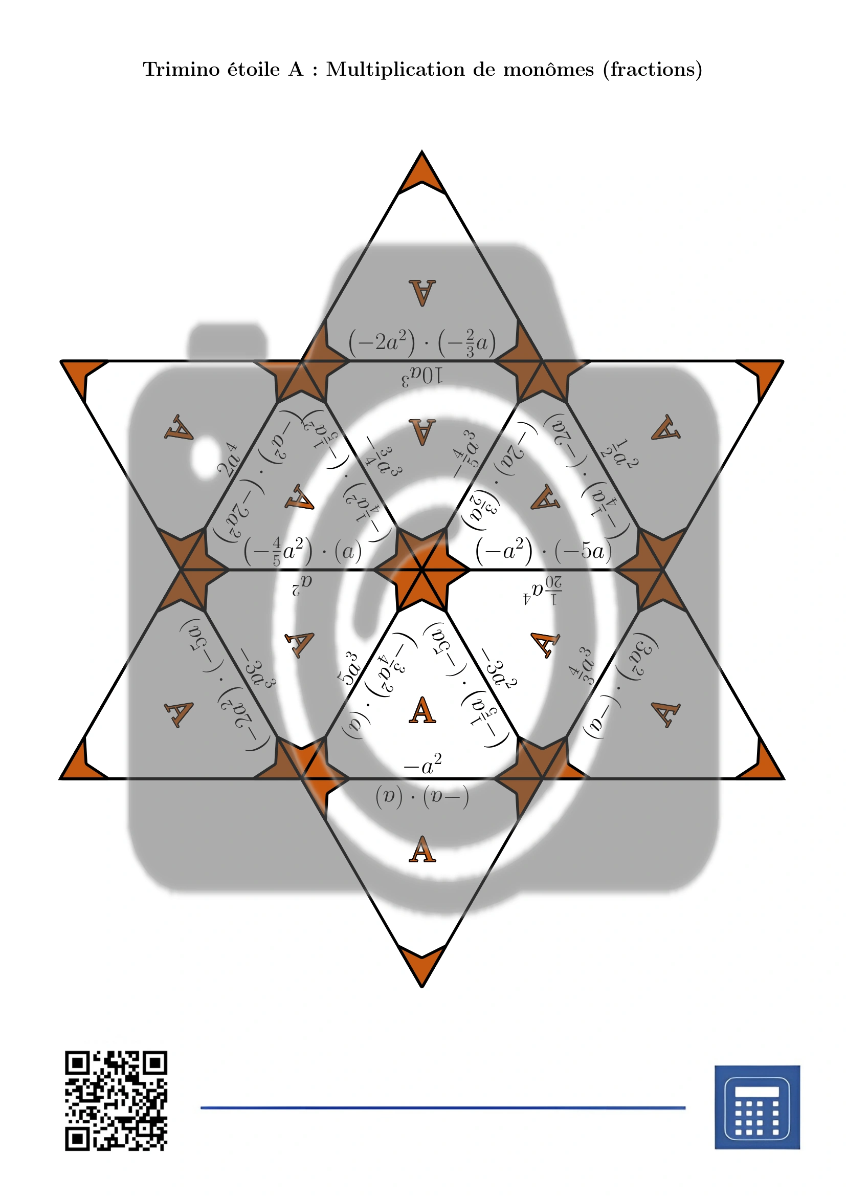 Trimino: Multiplication de monômes (fractions) – Image 4