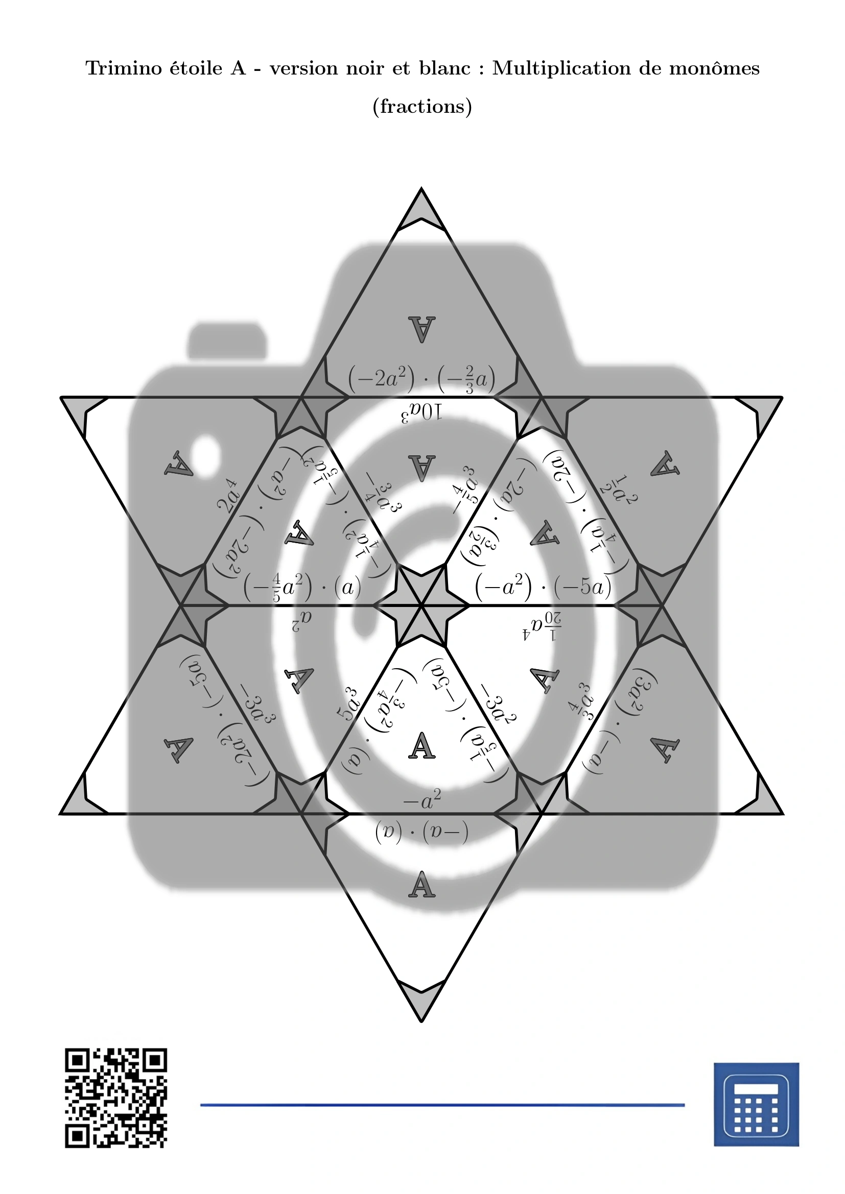 Trimino: Multiplication de monômes (fractions) – Image 5