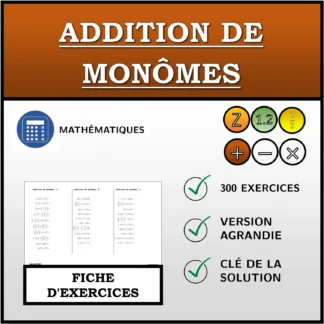 Fiche d'exercices: Addition de monômes