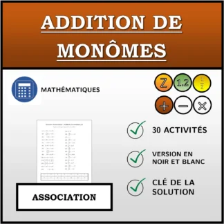 Exercice d'association: Addition de monômes