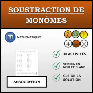 Exercice d'association: Soustraction de monômes