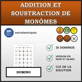 Domino: Addition et soustraction de monômes