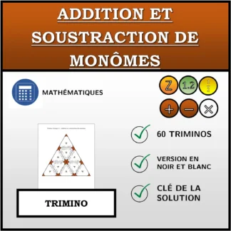 Trimino: Addition et soustraction de monômes