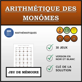 Jeu de mémoire: Arithmétique des monômes