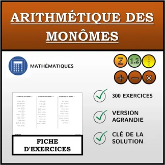 Fiche d'exercices: Arithmétique des monômes