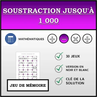 Jeu de mémoire: Soustraction jusqu'à 1 000