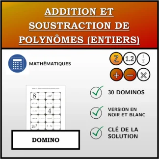 Domino: Addition et soustraction de polynômes (entiers)