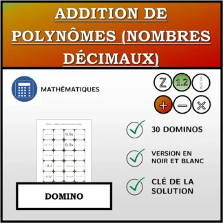 Domino: Addition de polynômes (nombres décimaux)