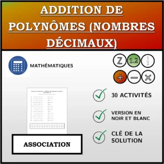 Exercice d'association: Addition de polynômes (nombres décimaux)
