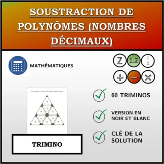 Trimino: Soustraction de polynômes (nombres décimaux)