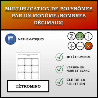 Tétromino: Multiplication de polynômes par un monôme (nombres décimaux)