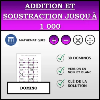 Domino: Addition et soustraction jusqu'à 1 000