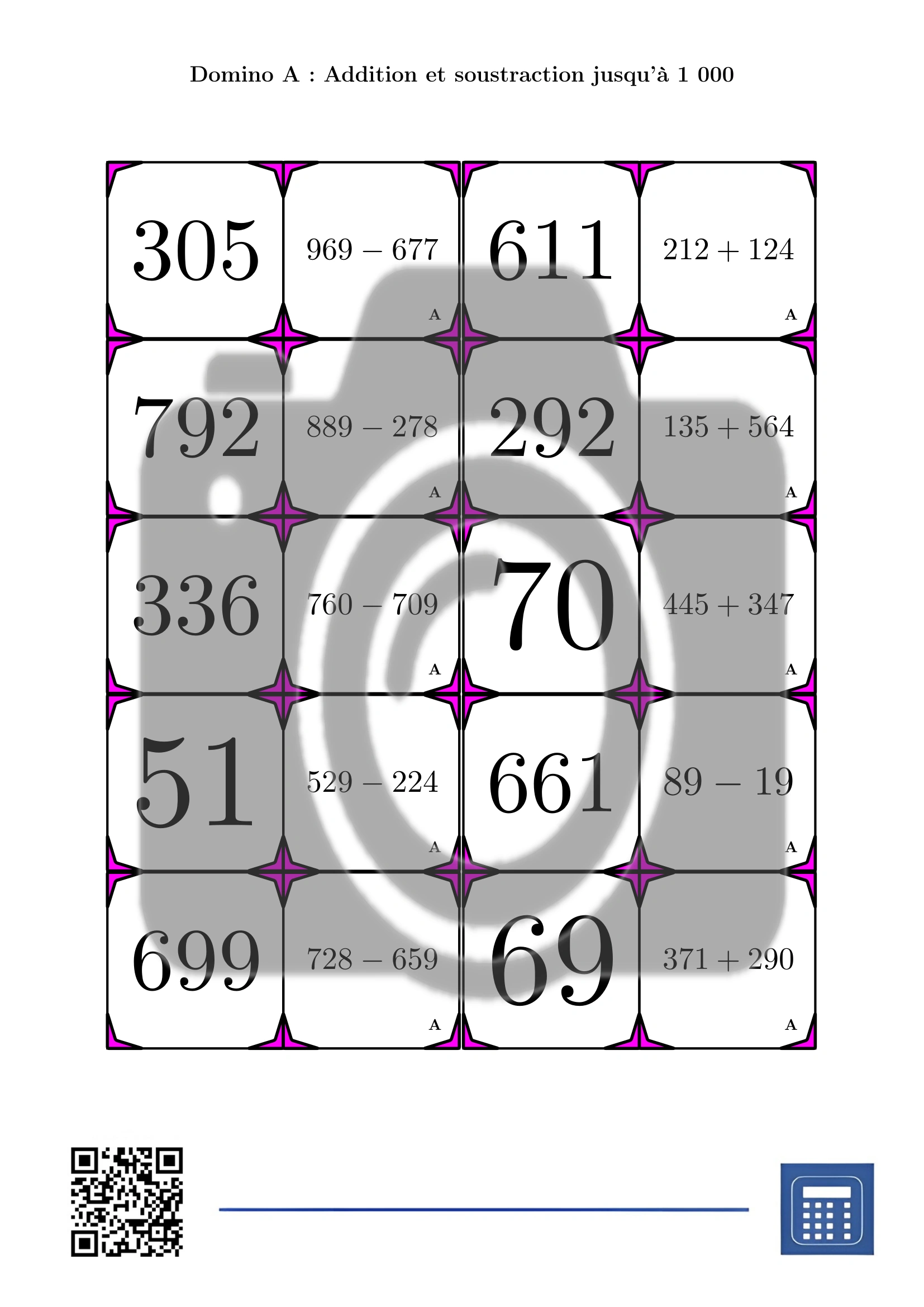 Domino: Addition et soustraction jusqu'à 1 000 – Image 2