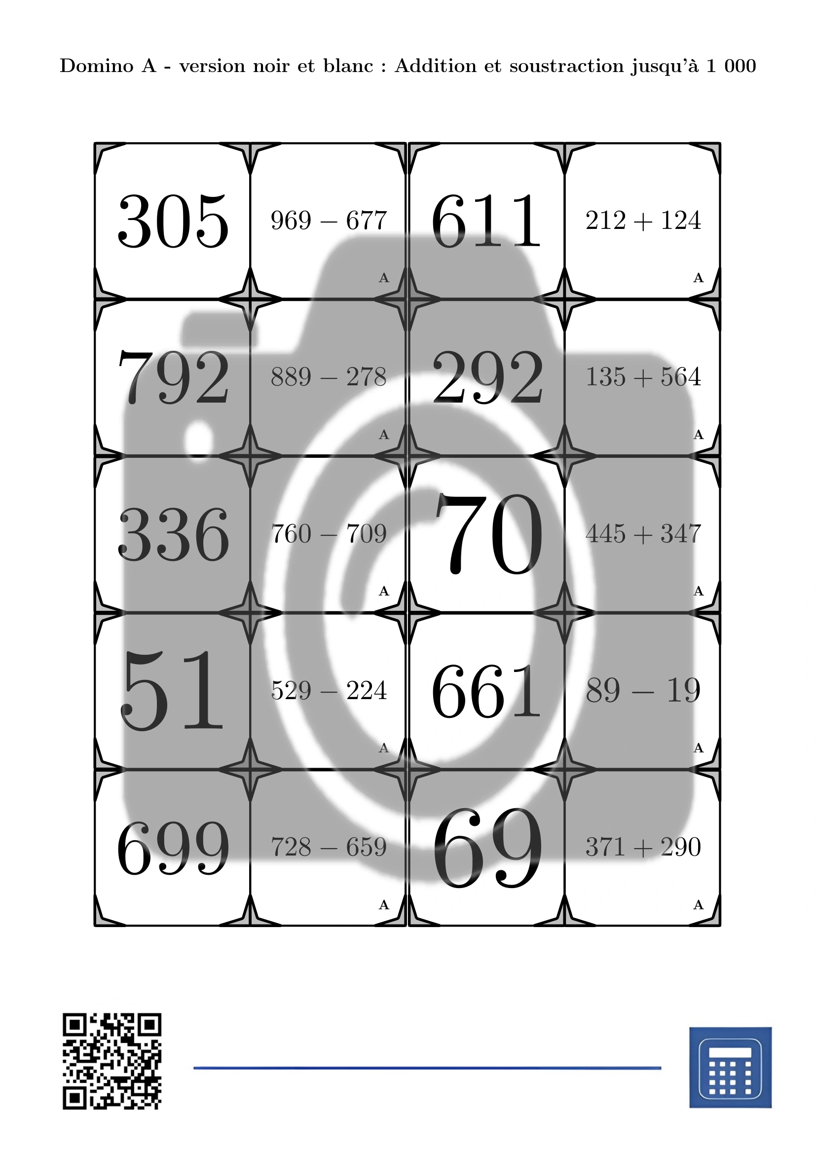 Domino: Addition et soustraction jusqu'à 1 000 – Image 3