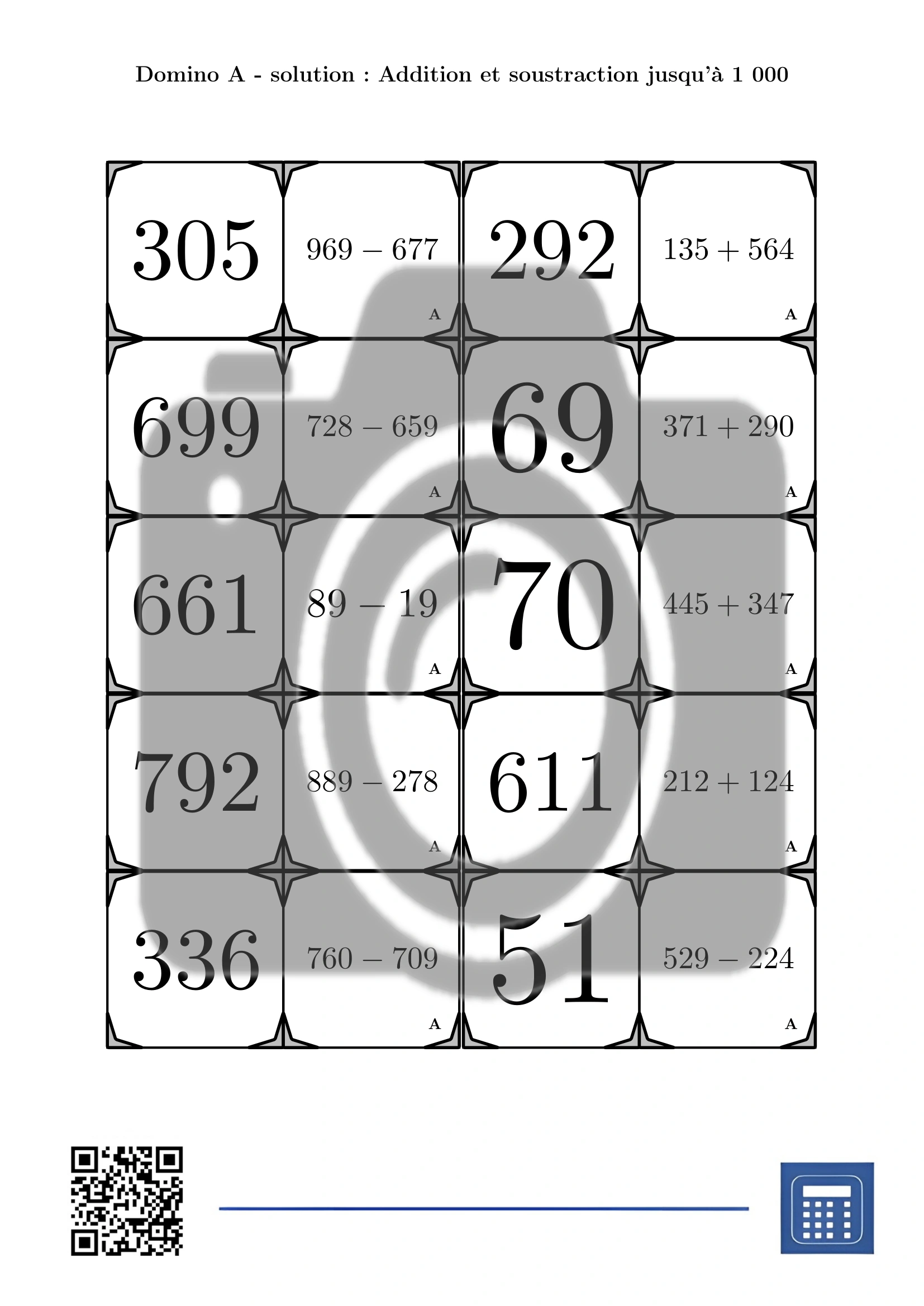 Domino: Addition et soustraction jusqu'à 1 000 – Image 4