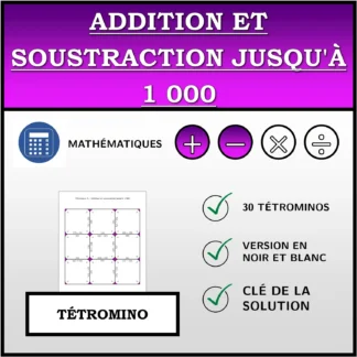 Tétromino: Addition et soustraction jusqu'à 1 000