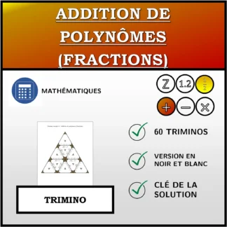Trimino: Addition de polynômes (fractions)